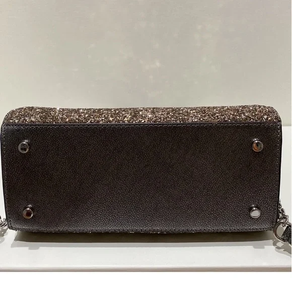 Kate Spade- Laurel Way Mini Riley Glitter Satchel/ Crossbody in Gun Metal - Picture 6 of 8